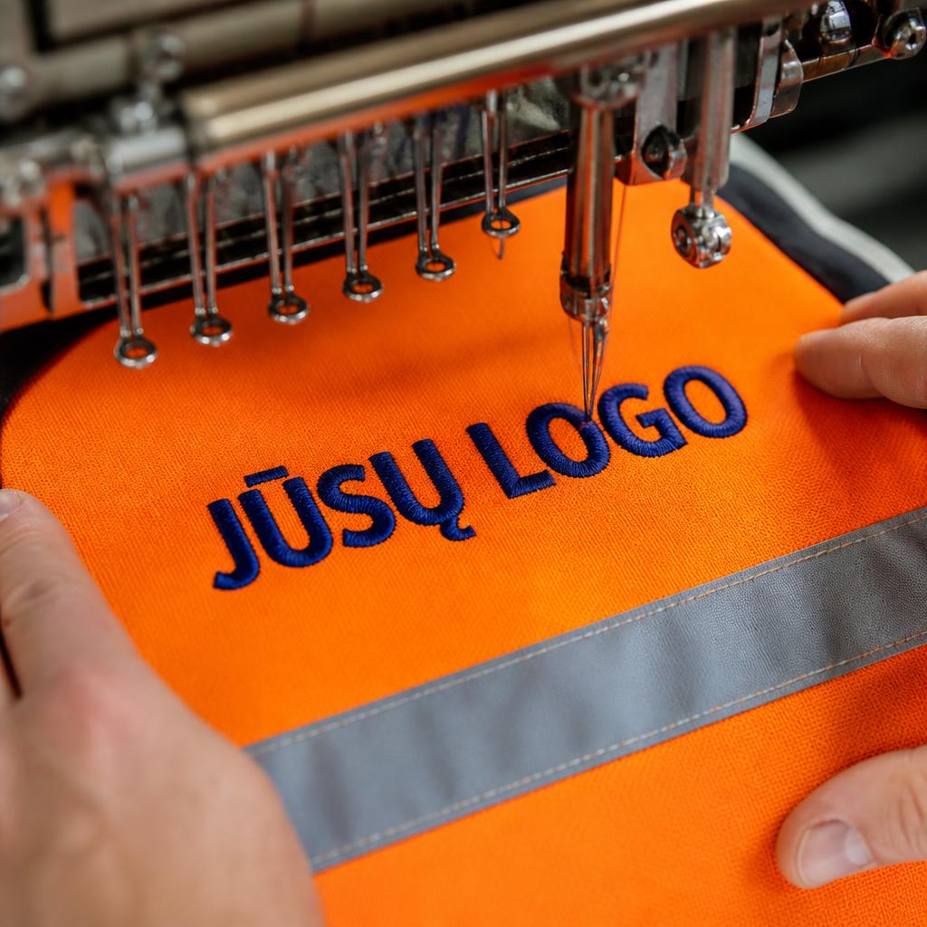 Logotipo siuvimas ant darbo drabužių – „Jūsų logo“